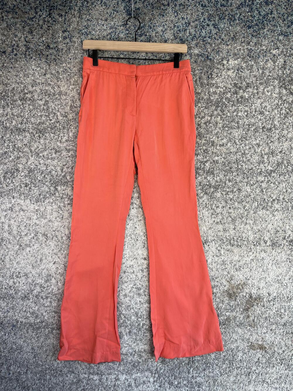 Stella McCartney Pants Womens 40 Coral Flare Split Hem Dress Trousers Side Zip